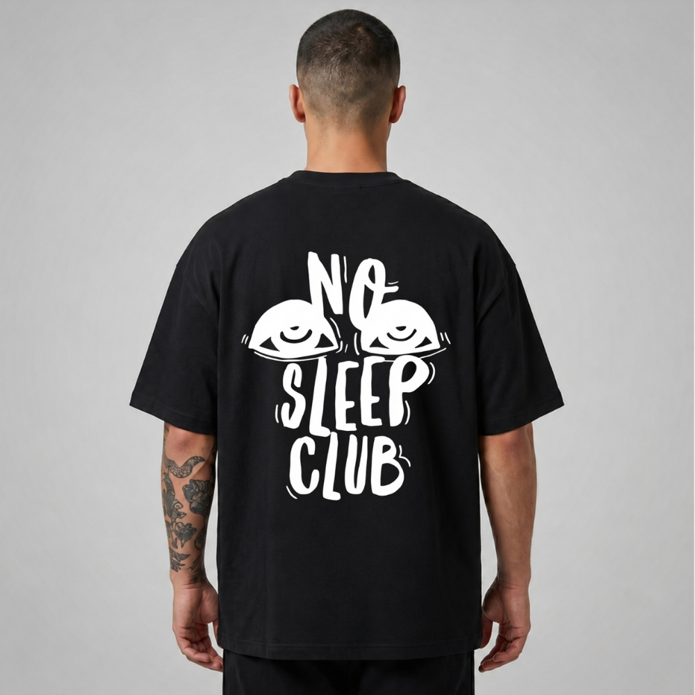 Oversize Premium T-Shirt No Sleep Club - Siyah